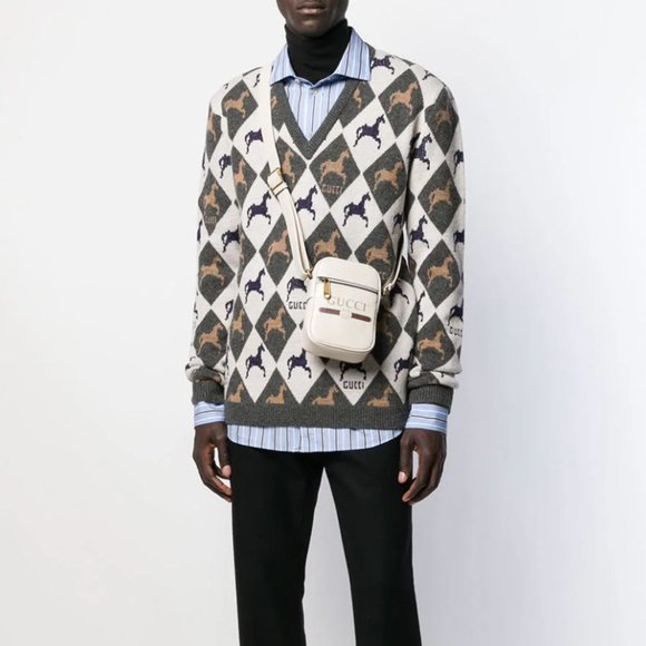 π₯³ππ HOST PICK πππ₯³ Gucci Equestrian π΄ π Diamond Jacquard Sweater in Gray NWT - Picture 11 of 12